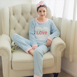 Autumn and Winter Women Pyjamas Sets Thick Warm Coral Velvet Suit Flannel Long Sleeve Female Cartoon Bear Animal Pants Sleepwear