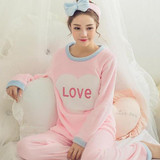 Autumn and Winter Women Pyjamas Sets Thick Warm Coral Velvet Suit Flannel Long Sleeve Female Cartoon Bear Animal Pants Sleepwear