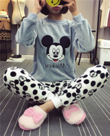 Autumn and Winter Women Pyjamas Sets Thick Warm Coral Velvet Suit Flannel Long Sleeve Female Cartoon Bear Animal Pants Sleepwear