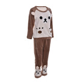 Autumn and Winter Women Pyjamas Sets Thick Warm Coral Velvet Suit Flannel Long Sleeve Female Cartoon Bear Animal Pants Sleepwear