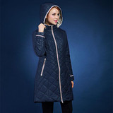 autumn and winter jacket women Multicolor flower-lined hooded long section thin cotton coat European Size 48-58 VLC-V506
