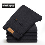 Autumn and Winter High Quality Men's Trousers Solid Mianma Casual Pants Men Business Straight Male Sanding Long Pants