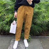 Autumn and winter fashion casual loose corduroy elastic waist pantyhose harem pants for women