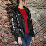 Hip hop graffiti Skull motorcycle PU leather jacket men/Women Slim baseball Coat Outerwear Cuir Femme Veste cazadora cuero mujer