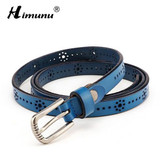 HIMUNU New Fashion Summer Style Genuine Leather Belt For Women Pin Buckle Waist female Dress Belts Hollow Out Design Women Belt