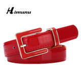 Himunu Fashion Genuine Leather Belt for Women Pin Buckle Cowhide Leather Jeans Girdles Waist Belts Female