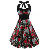 HimanJie Retro Vintage Style Sleeveless 3D Skull Floral Printed 2017 Summer Women Dress Halter Plus Size Party Sexy Casual Dress HimanJie Retro Vintage Style Sleeveless 3D Skull Floral Printed 2017 Summer Women Dress Halter Plus Size Party Sexy Casual Dress