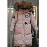 HIJKLNL Woman Winter Coat With White Duck Down 2017 Thick Hood Raccoon Fur Collar Long Down Jacket Embroidery Parka Mujer QN540