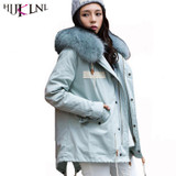 HIJKLNL Puffer Jakcet Women Korean Detachable Thick Down Jacket 2017 Winter Hooded Fur Collar Duck Down Coat Parka Mujer NA368