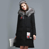 HIJKLNL 2017 New Euro Long Down Parkas For Women Real Raccoon Fur Collar Down Jackets Female Winter Hooded Down Coats PL087