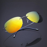 Highest quality Ultra-light Flexible Pure Titanium Rimless Mirror Polarized Sunglasses Eyeglasses Eyewear Unisex Sunglasses