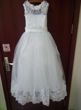 HighBuy Hot Ivory White Lace Flower Girls Dresses 2017 Ball Gown Belt Floor Length Girls First Communion Dress Princess Dress