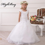 HighBuy 2017 Girls First Communion Dresses Princess White Flower Girl Dresses Girl Formal Party Dresses vestidos de comunion