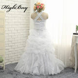 HighBuy 2017 Gorgeous Halter Beaded Princess Pink Ball Gown Girls Pageant Dress Girls Formal Party Dress Pink Flower Girl Dress