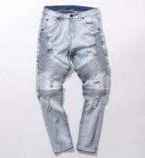 High-quality represent clothing designer pants blue/black destroyed mens slim denim straight biker skinny jeans men ripped jeans