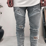 High-quality represent clothing designer pants blue/black destroyed mens slim denim straight biker skinny jeans men ripped jeans