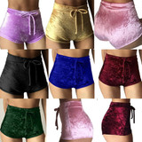 High Waist Women Velvet Drawstring Shorts Casual Sexy Elegant Skinny Short 9 Colors
