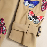 Casacos 2017 New Spring Autumn Sobretudo feminino Coat Embroidery Butterfly pattern double breasted British style Trench coat