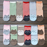 Cartoon Women Socks Cat Footprints 3D Animals Style Striped Warm Cotton Socks Lady Floor meias Socks for Female