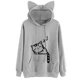 Cartoon Cat Printed 2018 Hoodies Harajuku Hooded Sweatshirt For Women Long Sleeve Pullover Loose Cotton Casual Hoody 4 Color