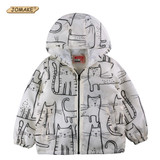 Cartoon Cat Kids Jackets Summer 2017 Children Hooded Windbreaker Cute Baby Clothes Kid Outerwear &amp; Coats Boys/Girls Clothing