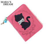 Mara's Dream 2017 Women's Wallet With Zipper Cat Pattern Purse Female Women PU Leather Short Wallet Carteira Girls Cute Wallets