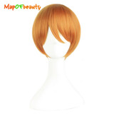 MapofBeauty short straight cosplay wigs Hoshizora Rin orange Red color High Temperature FiberHeat Resistant Synthetic hair