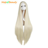 MapofBeauty 40" Long Straight Cosplay Wig Black White Brown Blonde Pink Wigs For Women Heat Resistant Synthetic Fake hair