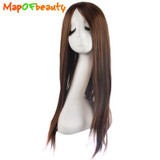 MapofBeauty long straight women's wigs Black dark light brown Ladies 70cm Heat Resistant Synthetic Nautral hair