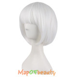MapofBeauty cosplay bob wig white 30cm 12 inch Short Straight Synthetic hair natural 100% High Temperature Fiber Heat Resistant