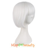 MapofBeauty cosplay bob wig white 30cm 12 inch Short Straight Synthetic hair natural 100% High Temperature Fiber Heat Resistant