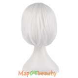 MapofBeauty cosplay bob wig white 30cm 12 inch Short Straight Synthetic hair natural 100% High Temperature Fiber Heat Resistant