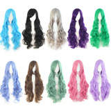 MapofBeauty 32 Inches long wavy pink Cosplay Wigs Peruca Costume Cartoon Role Hairpiece Synthetic Heat Resistant Women Hair