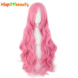 MapofBeauty 32 Inches long wavy pink Cosplay Wigs Peruca Costume Cartoon Role Hairpiece Synthetic Heat Resistant Women Hair