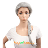 MapofBeauty 28" Long Braided Cosplay Wigs Silver Brown Blonde Elsa and Anna Wig Costume Party Heat Resistant Fake Synthetic Hair