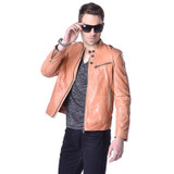 MAPLESTEED Vegetable Tanned Leather Men Leather Jacket 100% Genuine Sheepskin Black Yellow Slim Fit Male Leather Coat Autumn 007