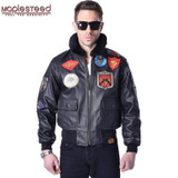 MAPLESTEED Men's Genuine Leather Jacket Men Cowhide Skin Flight Pilot Bomber Motorcycle Jacket Motor Biker Coat Plus Size 142