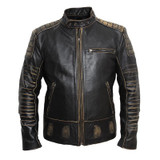 MAPLESTEED Motorcycle Leather Jacket Men Vintage Genuine Leather Jacket 100% Cowhide Punk Leather Jackets Motor Biker Coat 090