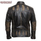 MAPLESTEED Motorcycle Leather Jacket Men Vintage Genuine Leather Jacket 100% Cowhide Punk Leather Jackets Motor Biker Coat 090