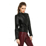 MAPLESTEED Genuine Leather Jacket Women Leather Jacket Sheepskin Black Soft Slim Fit Punk Bomber Female Leather Coat Autumn 049