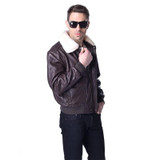 MAPLESTEED Flight Jacket Men Genuine Leather Mens Pilot Aviator Coat 100% Real Sheepskin Fur Collar Brown Black Winter Parka 176