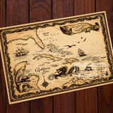 Map of Caribbean Sea Pirate Adventure Classic Vintage Retro Kraft Decorative Poster Maps Home Bar Posters Wall Sticker Decor