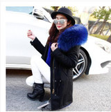 MAOMAOKONG women army green Large color raccoon fur hooded coat parkas outwear long detachable lining winter jacket brand style