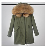 MAOMAOKONG women army green Large color raccoon fur hooded coat parkas outwear long detachable lining winter jacket brand style