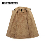Manvelous Long Winter Coats Men European Style Casual Solid Slim Pockets Cotton Blends Lapel Thick 5 XL Mens Overcoats Jackets