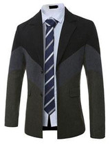 Manvelous 4 XL Overcoats Mens Fashion Casual Slim Patchwork Color Block Slim Wool Blends Notched Lapel Jackets Mens Wool Coats