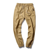 M-5XL Khaki Jogger Pants Mens Joggers 2017 Spring Summer Men's Cuffed Chino Joggers 100% Pure Cotton Long Trousers Plus Size