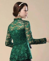 M-4XL New Fashion 2017 Spring Noble Women Hollow lace blouse shirt long-sleeve Lace shirt female Plus size lace Tops blusas