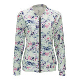 2017 New Bomber Jacket Print Flowers Women White Souvenir Jacket Coat Casual Baseball Jacket Sukajan Zipper chaquetas mujer