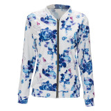 2017 New Bomber Jacket Print Flowers Women White Souvenir Jacket Coat Casual Baseball Jacket Sukajan Zipper chaquetas mujer